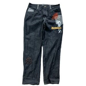 Vintage FUBU Muhammad Ali Platinum Black Embroidered‎ Y2K Denim Jeans 40x34